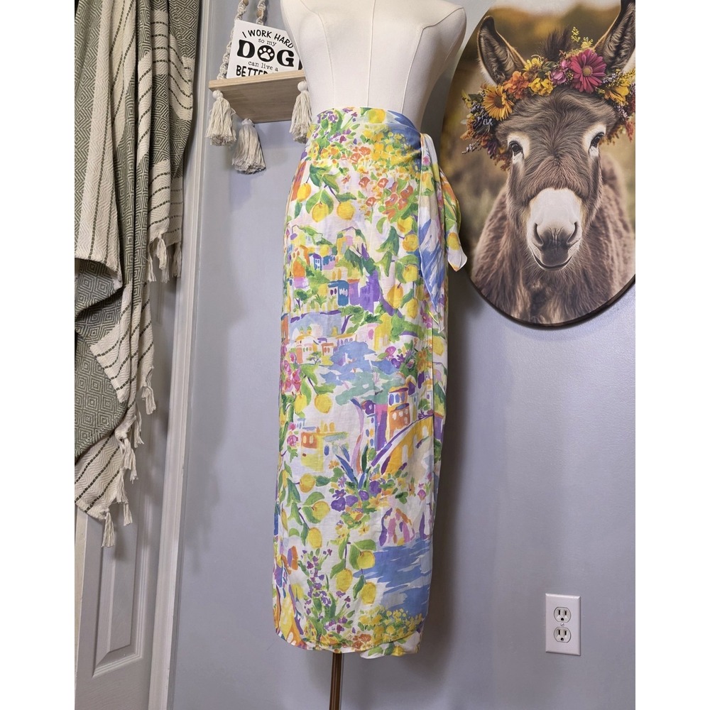 Ralph Lauren Purple Label Danyelle Print Linen Voile Maxi Skirt Size 4 $1790